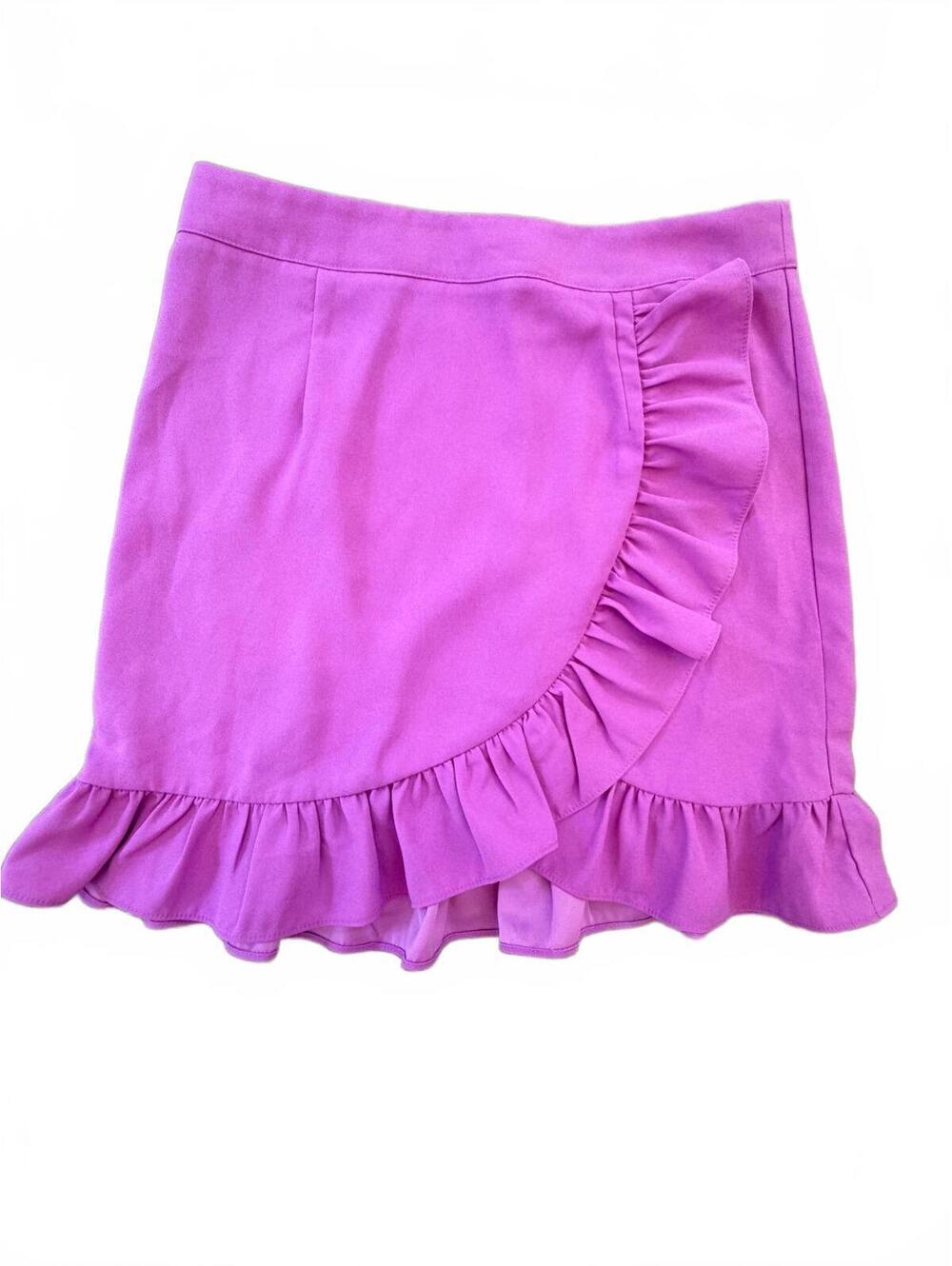 Karlie Purple Ruffle Faux Wrap Mini Skirt Size Large